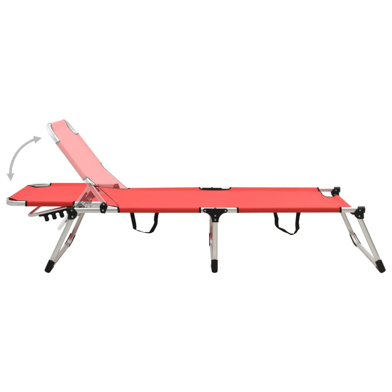 Ligbed extra hoog inklapbaar senior aluminium rood MeubelReus