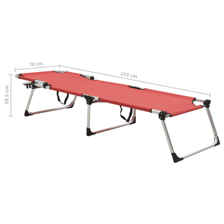 Ligbed extra hoog inklapbaar senior aluminium rood MeubelReus