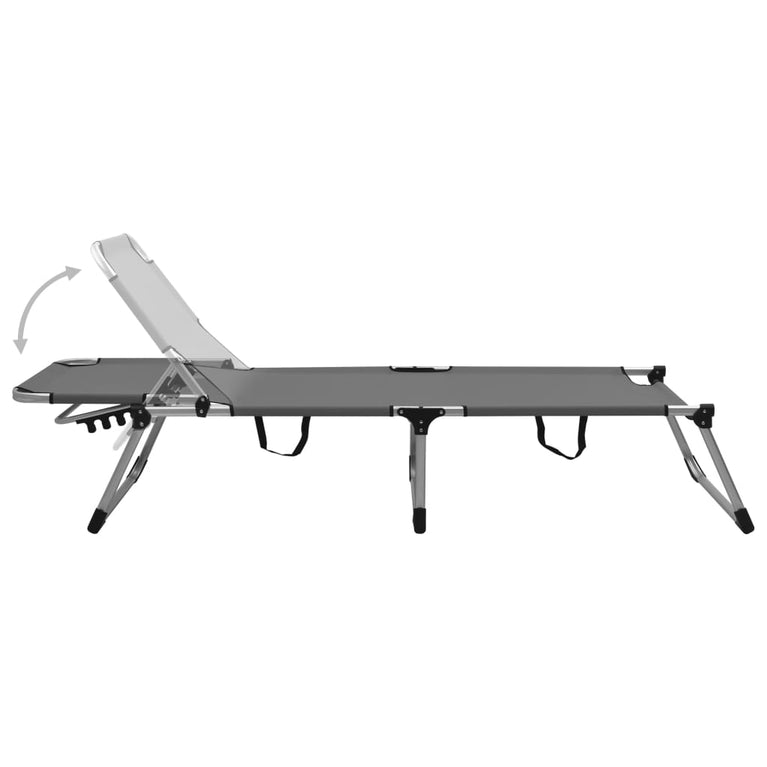 Ligbed extra hoog inklapbaar senior aluminium grijs MeubelReus