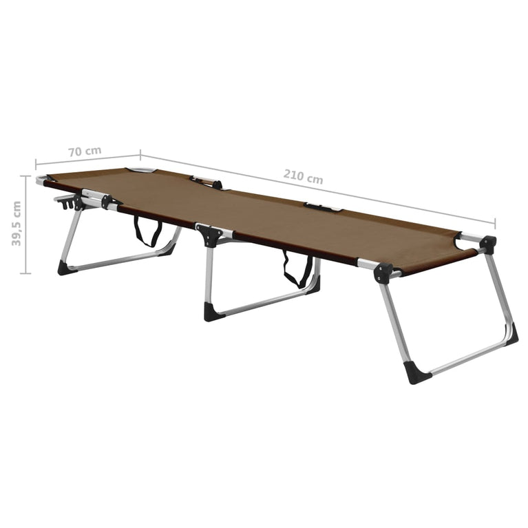 Ligbed extra hoog inklapbaar senior aluminium bruin MeubelReus