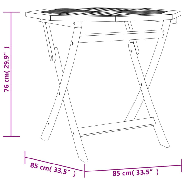 Tuintafel inklapbaar 85x85x76 cm massief teakhout MeubelReus