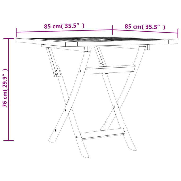 Tuintafel inklapbaar 85x85x76 cm massief teakhout MeubelReus