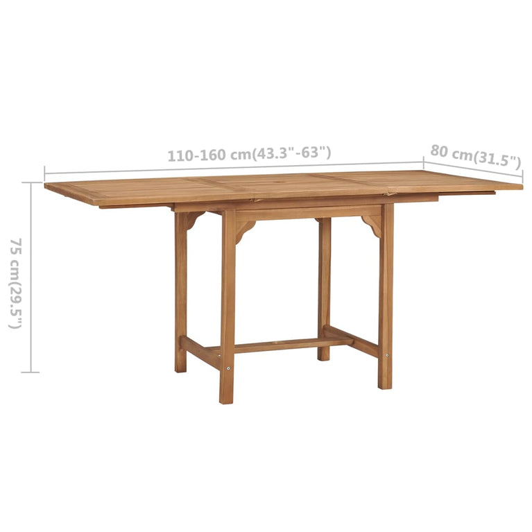 Tuintafel verlengbaar (110-160)x80x75 cm massief teakhout MeubelReus