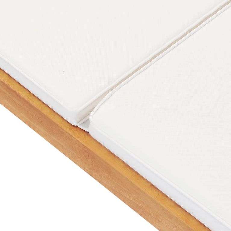 Ligbed met kussen massief teakhout crème MeubelReus