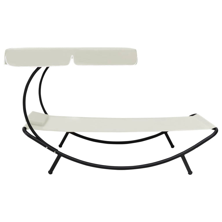 Loungebed met luifel en kussen crèmewit MeubelReus
