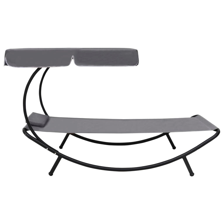 Loungebed met luifel en kussen grijs MeubelReus