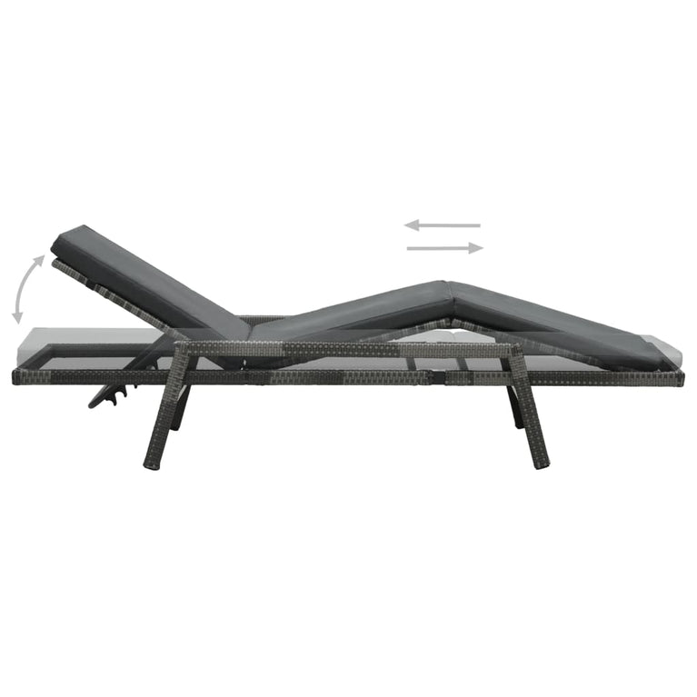 Ligbed met kussen poly rattan grijs MeubelReus