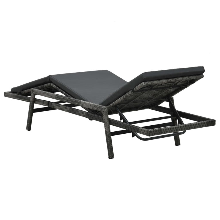 Ligbed met kussen poly rattan grijs MeubelReus