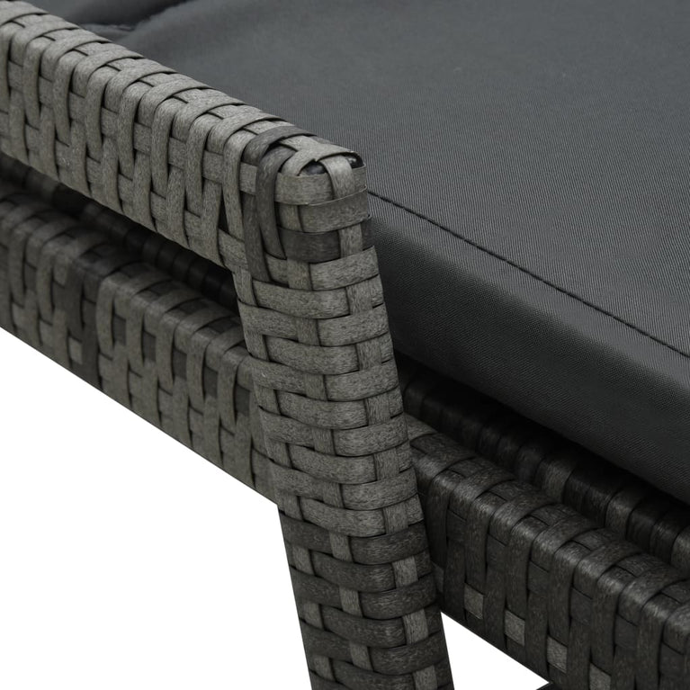Ligbed met kussen poly rattan grijs MeubelReus