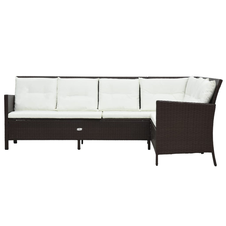 3-delige Loungeset met kussens poly rattan bruin MeubelReus