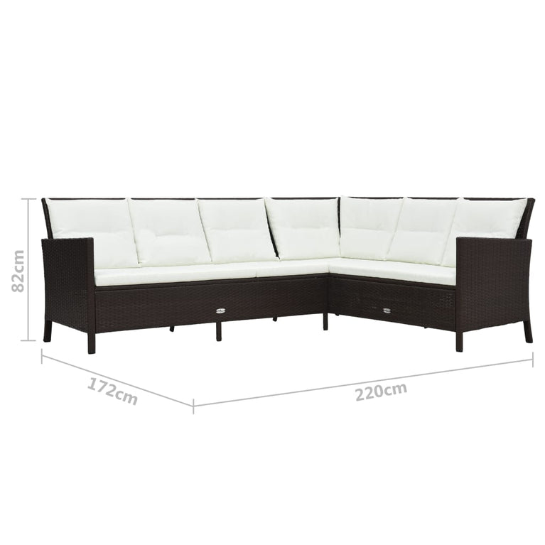 3-delige Loungeset met kussens poly rattan bruin MeubelReus