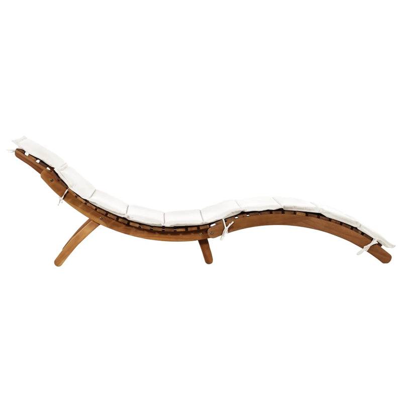 Ligbed met kussen massief acaciahout crème MeubelReus