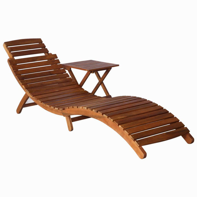 Ligbed met tafel massief acaciahout bruin MeubelReus