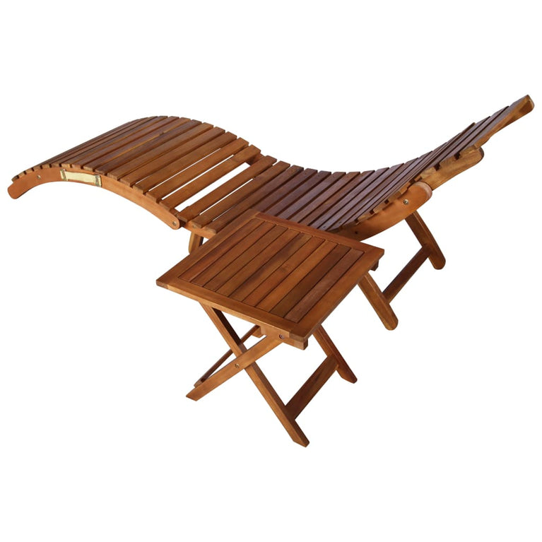 Ligbed met tafel massief acaciahout bruin MeubelReus