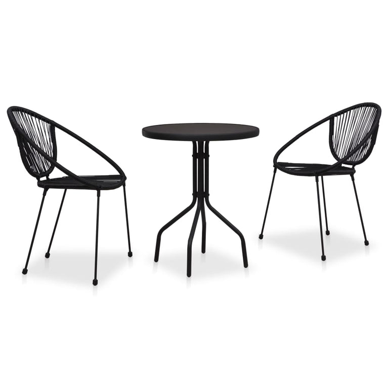 3-delige Bistroset PVC-rattan zwart MeubelReus