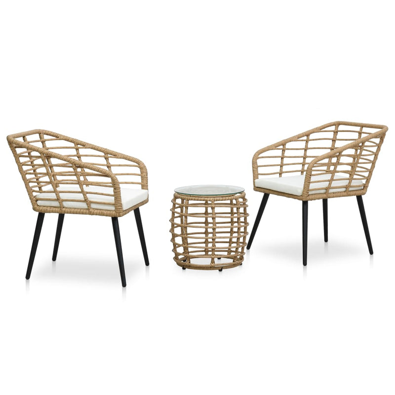 3-delige Bistroset poly rattan eikenkleurig MeubelReus