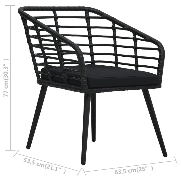 3-delige Bistroset poly rattan zwart MeubelReus