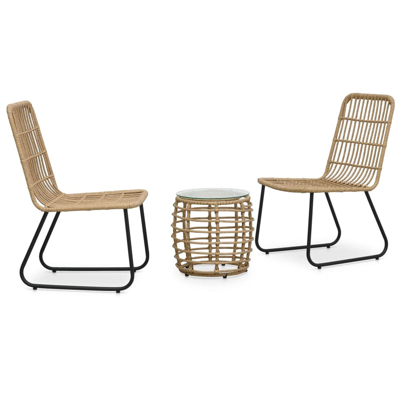 3-delige Bistroset poly rattan eikenkleurig MeubelReus