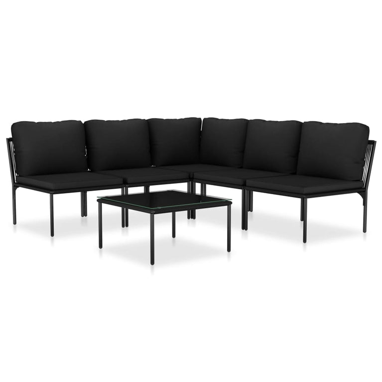 6-delige Loungeset met kussens PVC zwart MeubelReus