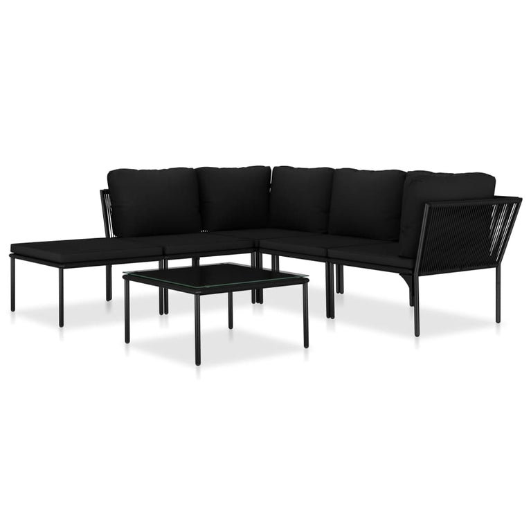 6-delige Loungeset met kussens PVC zwart MeubelReus