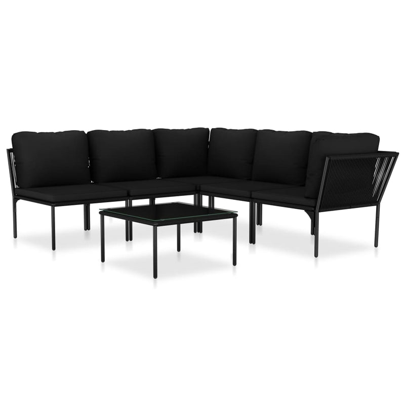 6-delige Loungeset met kussens PVC zwart MeubelReus