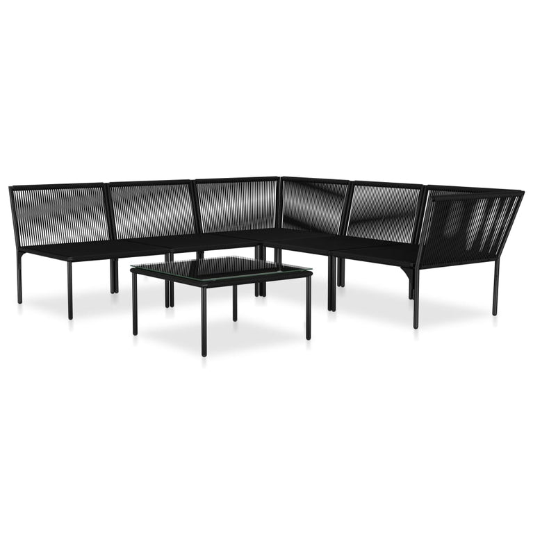 6-delige Loungeset met kussens PVC zwart MeubelReus