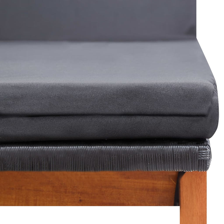 Ligbed met kussen poly rattan en massief acaciahout MeubelReus