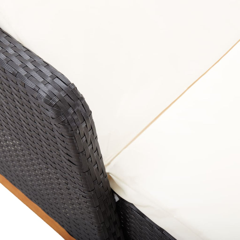 Ligbed poly rattan en massief acaciahout zwart MeubelReus