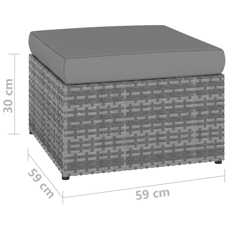 Tuinstoel met voetenbank poly rattan antracietkleurig MeubelReus