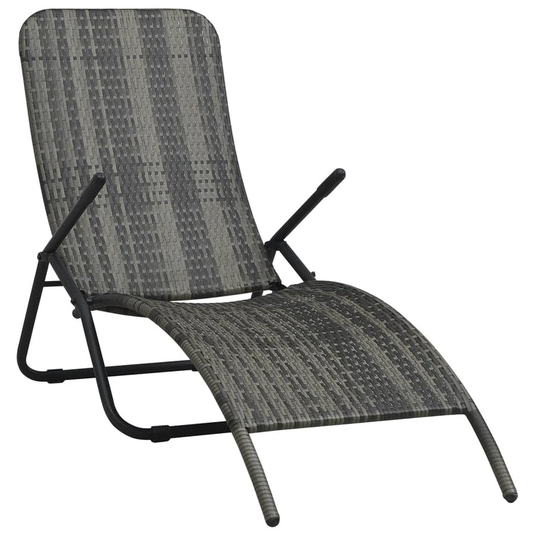 Ligbed inklapbaar poly rattan grijs MeubelReus