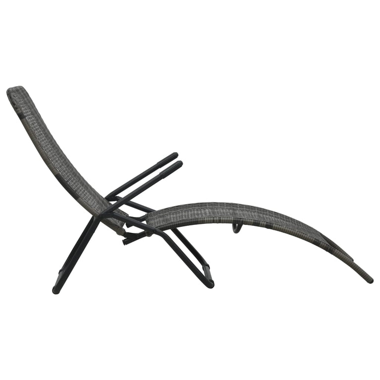 Ligbed inklapbaar poly rattan grijs MeubelReus