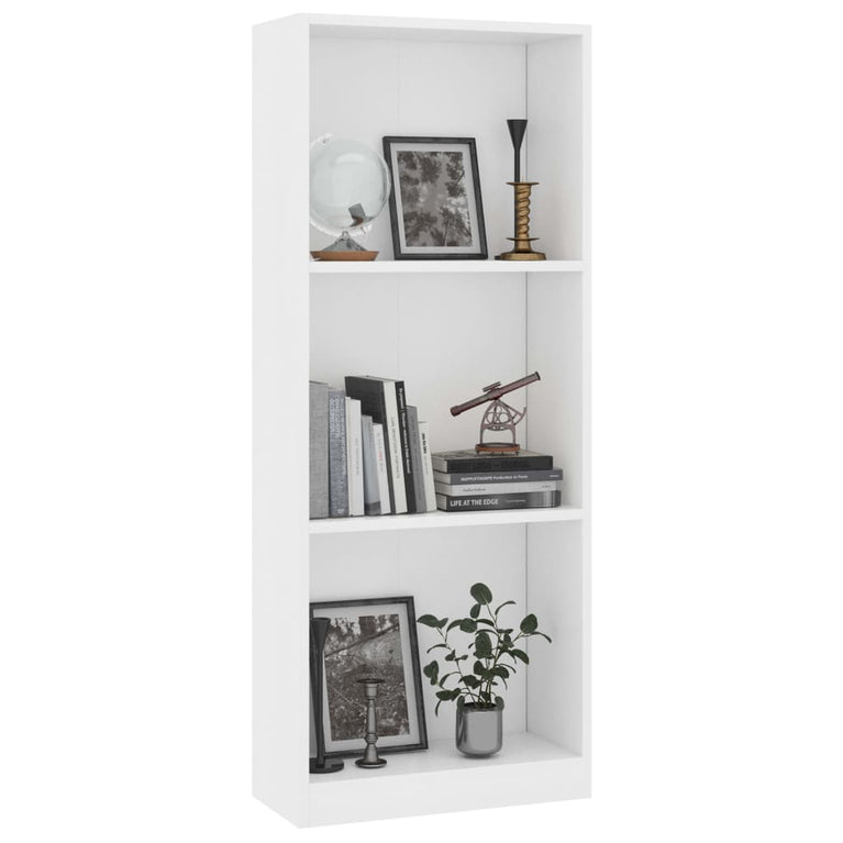 Boekenkast met 3 schappen 40x24x108 cm bewerkt hout wit MeubelReus