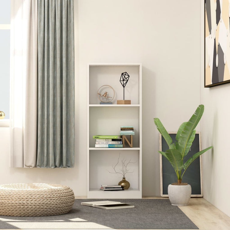Boekenkast met 3 schappen 40x24x108 cm bewerkt hout wit MeubelReus