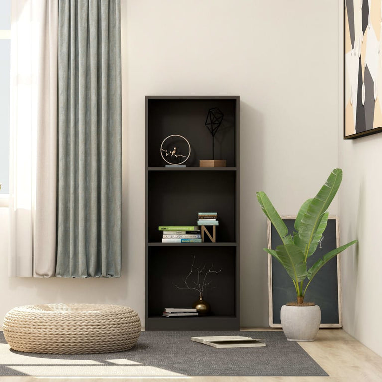 Boekenkast met 3 schappen 40x24x108 cm bewerkt hout zwart MeubelReus