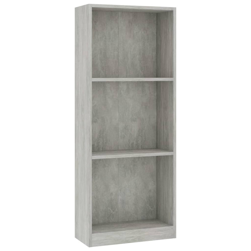 Boekenkast met 3 schappen 40x24x108 cm bewerkt hout betongrijs MeubelReus