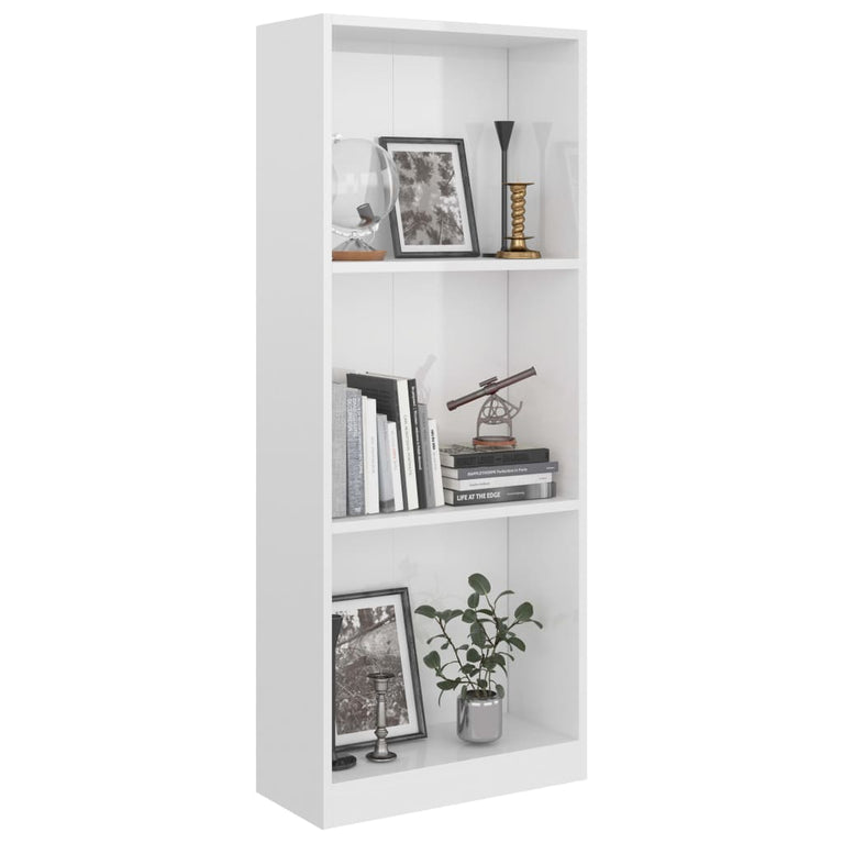 Boekenkast met 3 schappen 40x24x108 cm spaanplaat hoogglans wit MeubelReus