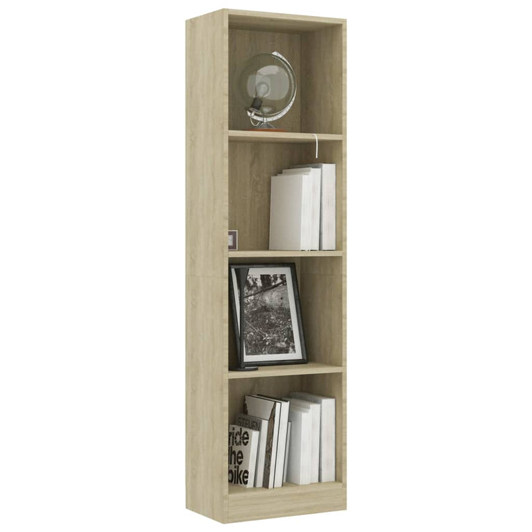 Boekenkast met 4 schappen 40x24x142 cm bewerkt hout sonoma eik MeubelReus