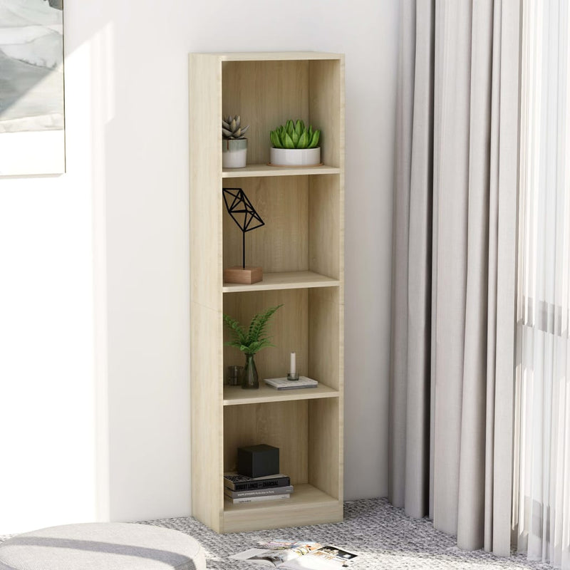 Boekenkast met 4 schappen 40x24x142 cm bewerkt hout sonoma eik MeubelReus