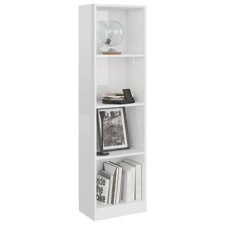 Boekenkast met 4 schappen 40x24x142 cm spaanplaat hoogglans wit MeubelReus