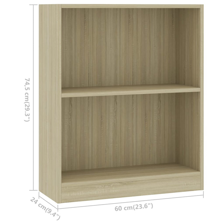 Boekenkast 60x24x74,5 cm bewerkt hout sonoma eikenkleurig MeubelReus