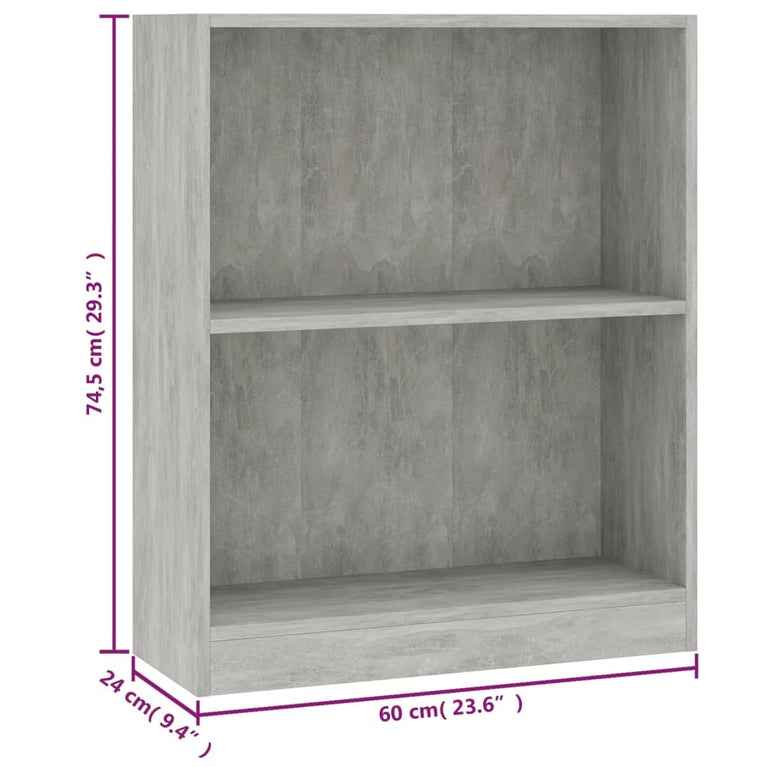 Boekenkast 60x24x74,5 cm bewerkt hout betongrijs MeubelReus