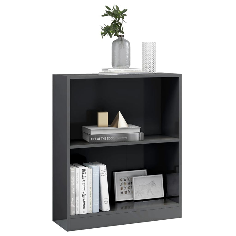 Boekenkast 60x24x74,5 cm bewerkt hout hoogglans grijs MeubelReus