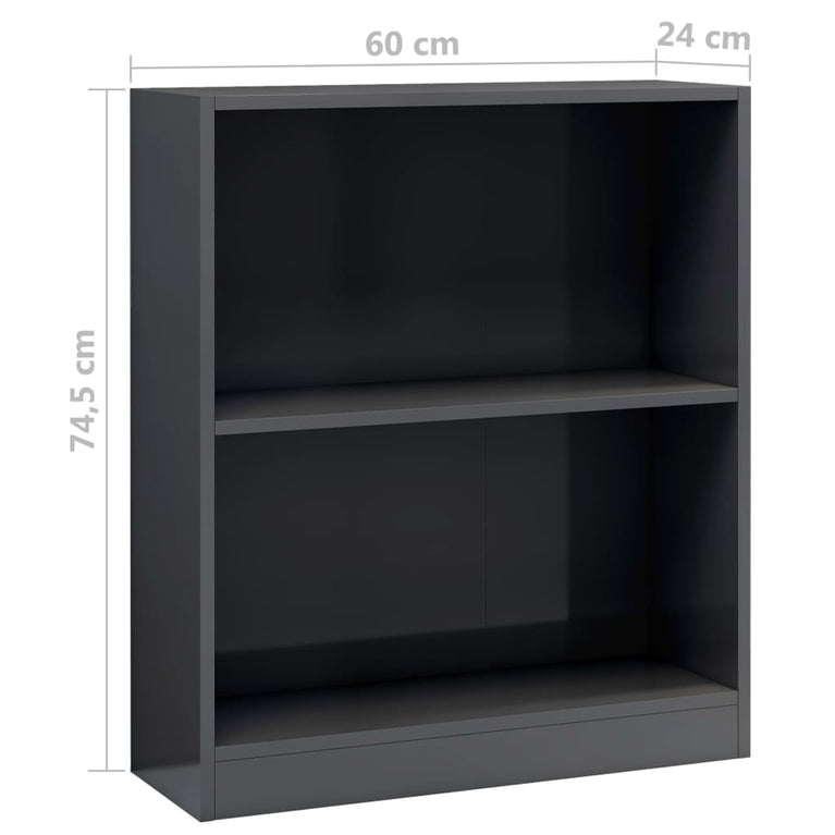 Boekenkast 60x24x74,5 cm bewerkt hout hoogglans grijs MeubelReus