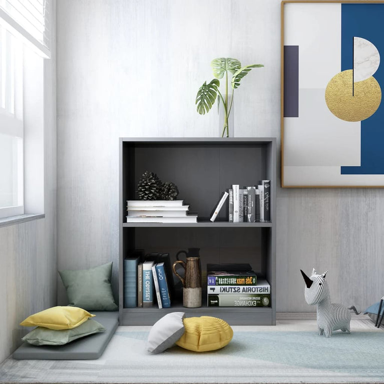 Boekenkast 60x24x74,5 cm bewerkt hout hoogglans grijs MeubelReus