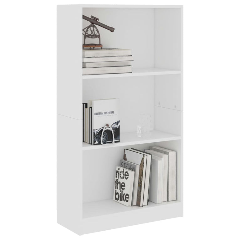 Boekenkast met 3 schappen 60x24x109 cm bewerkt hout wit MeubelReus
