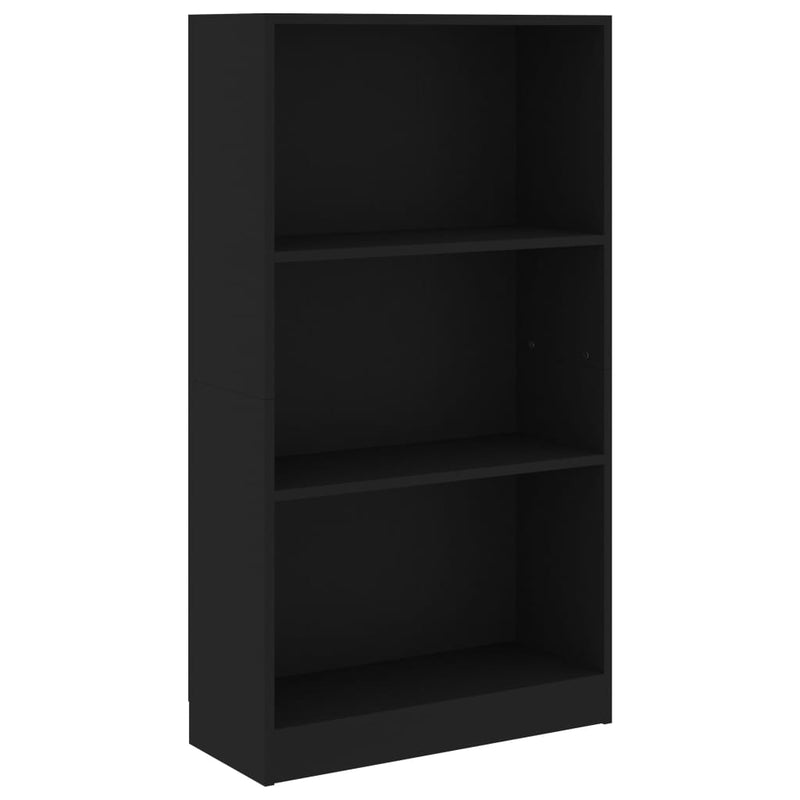 Boekenkast met 3 schappen 60x24x109 cm bewerkt hout zwart MeubelReus