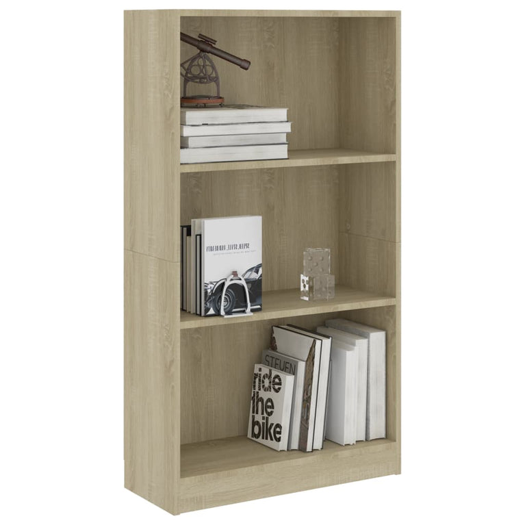 Boekenkast met 3 schappen 60x24x109 cm bewerkt hout sonoma eik MeubelReus