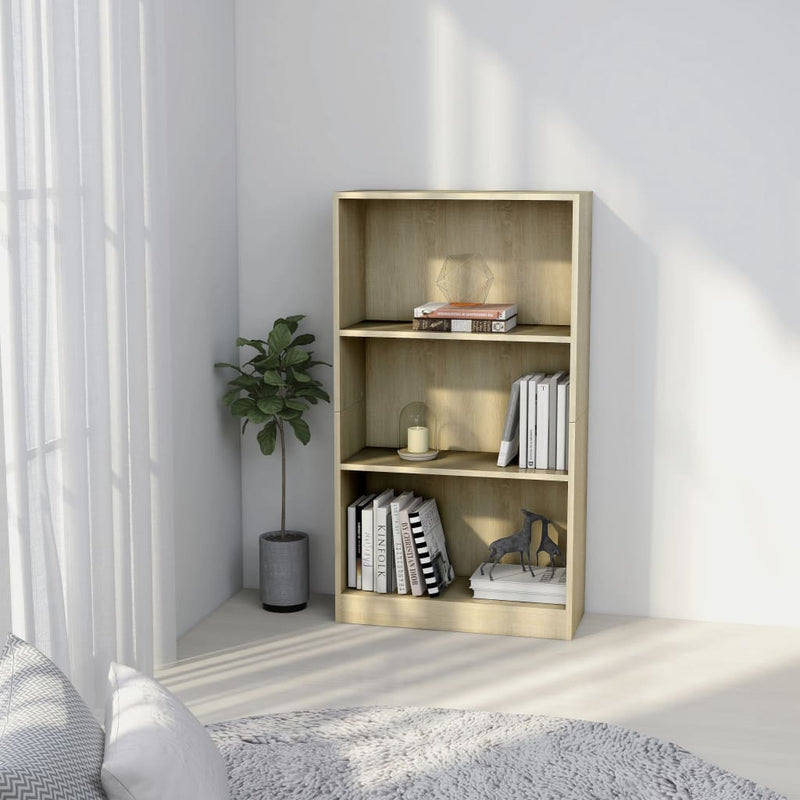 Boekenkast met 3 schappen 60x24x109 cm bewerkt hout sonoma eik MeubelReus