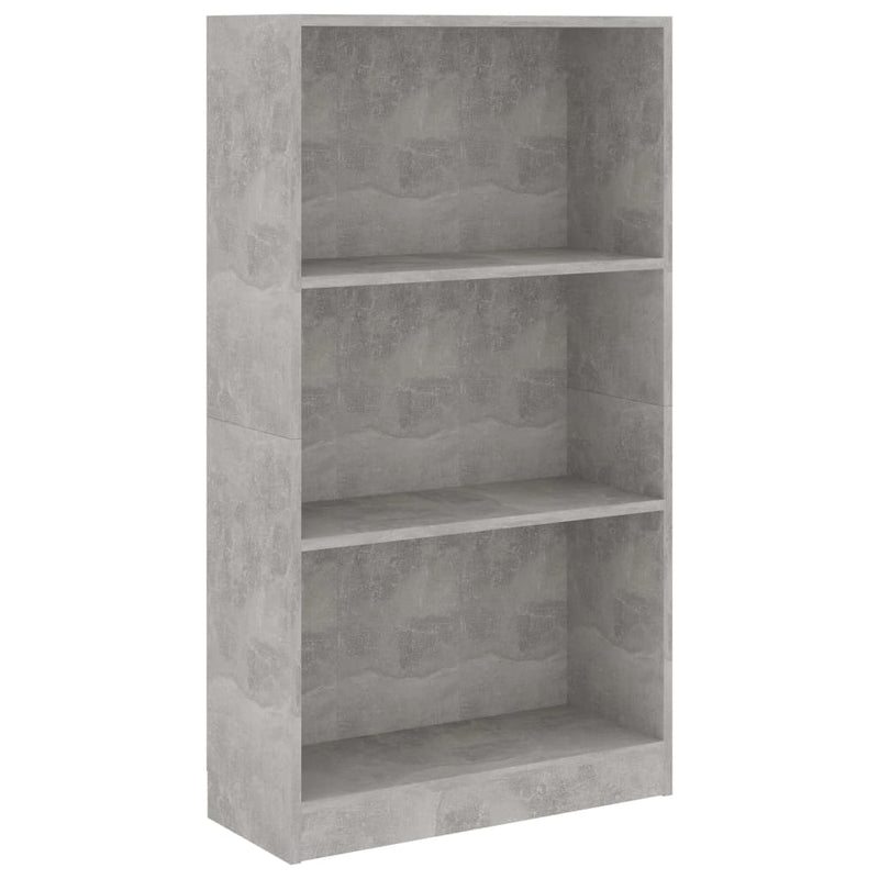 Boekenkast met 3 schappen 60x24x109 cm bewerkt hout betongrijs MeubelReus