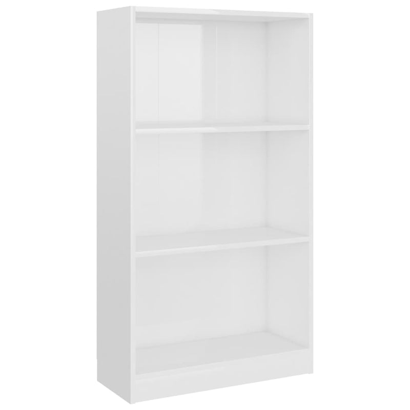 Boekenkast 3 schappen 60x24x109 cm bewerkt hout hoogglans wit MeubelReus